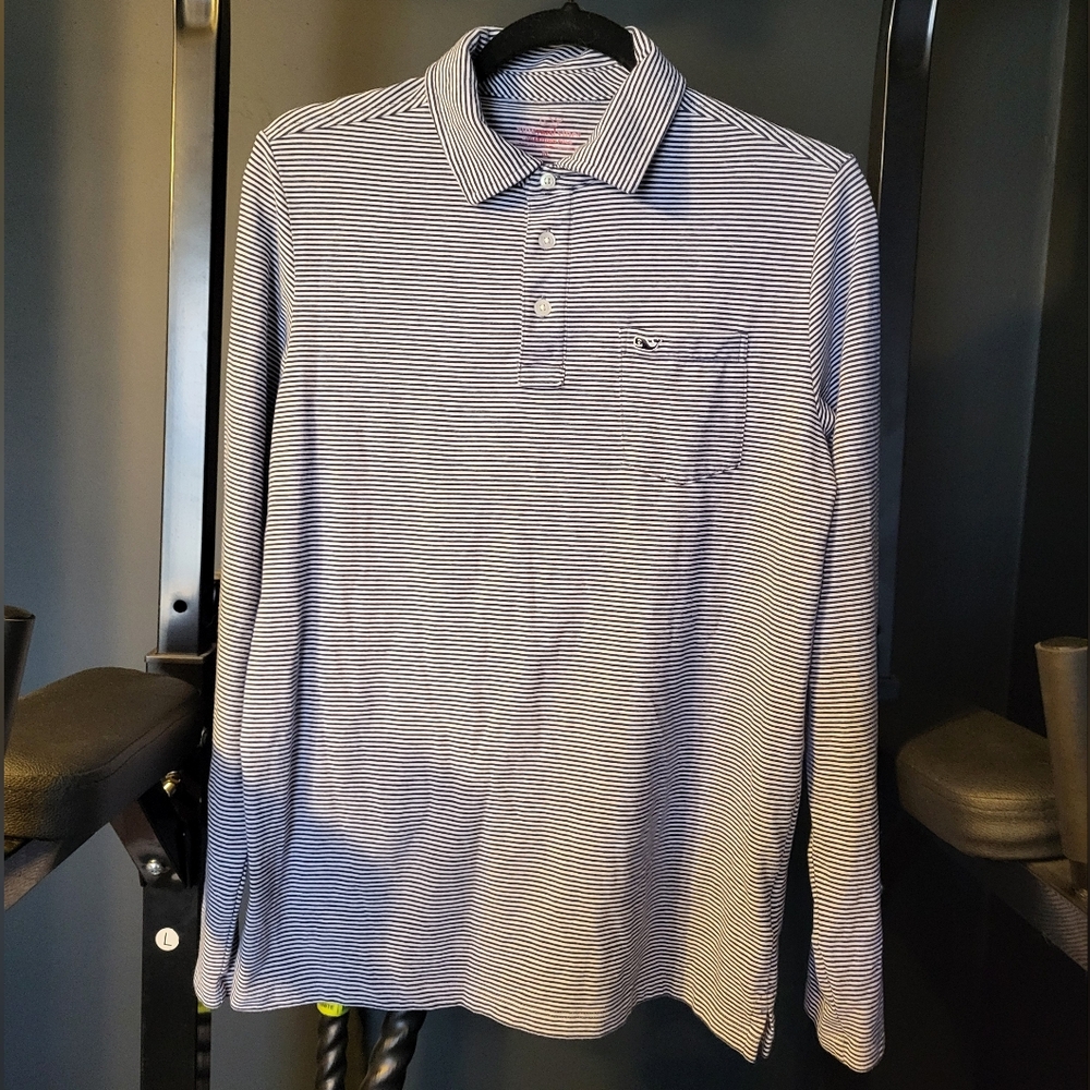 Boys XL (18) Vineyard Vines Striped Long Sleeve Edgartown Polo